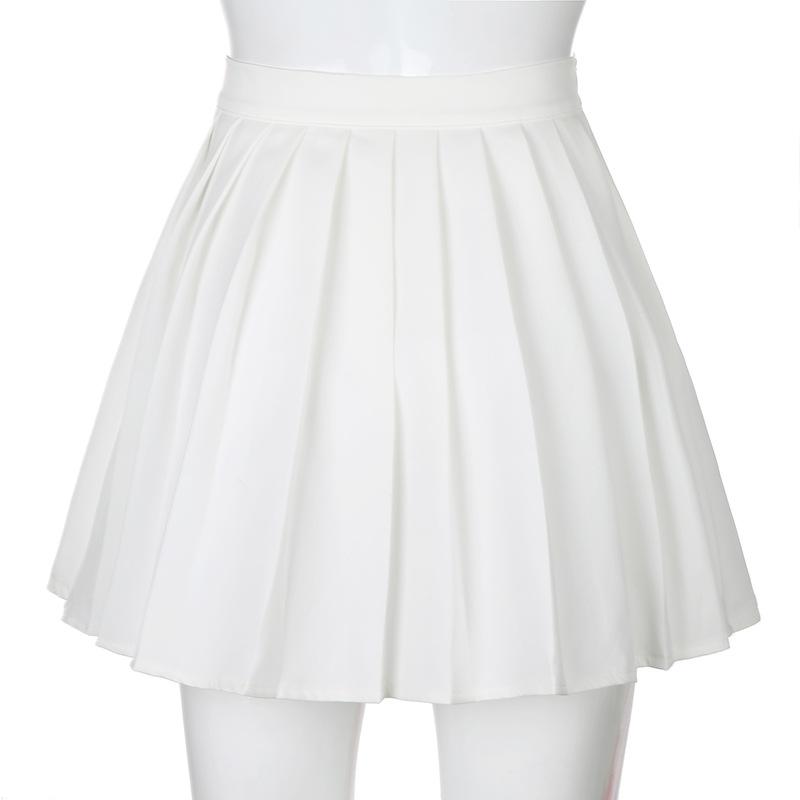 acelimosf™-Pleated embroidery A line solid zip-up mini skirt y2k 90s Revival Techno Fashion