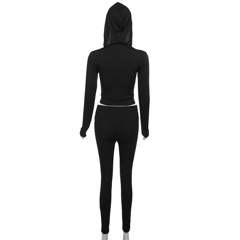 acelimosf™-Hoodie solid long sleeve zip-up pant set