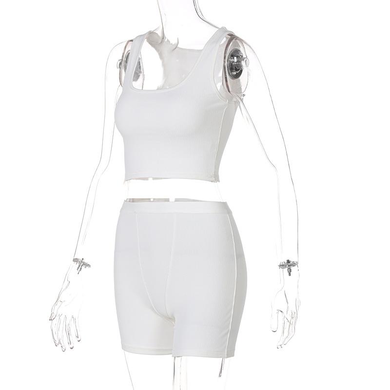 acelimosf™-Ribbed sleeveless u neck solid pant set y2k 90s Revival Techno Fashion