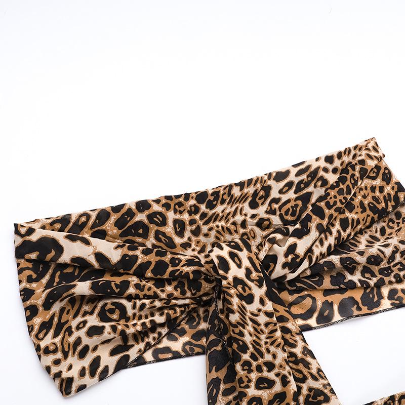 acelimosf™-Leopard print knotted self tie tube maxi skirt set