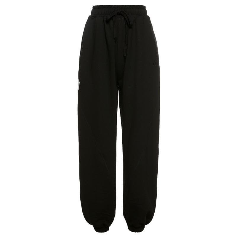 acelimosf™-Letter embroidered cotton sweat pant y2k 90s Revival Techno Fashion