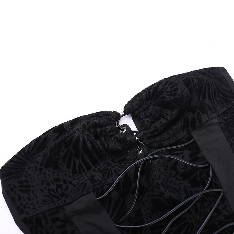 acelimosf™-O ring bustier lace up see through tube pant set