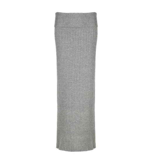 acelimosf™-Knitted solid low rise maxi skirt