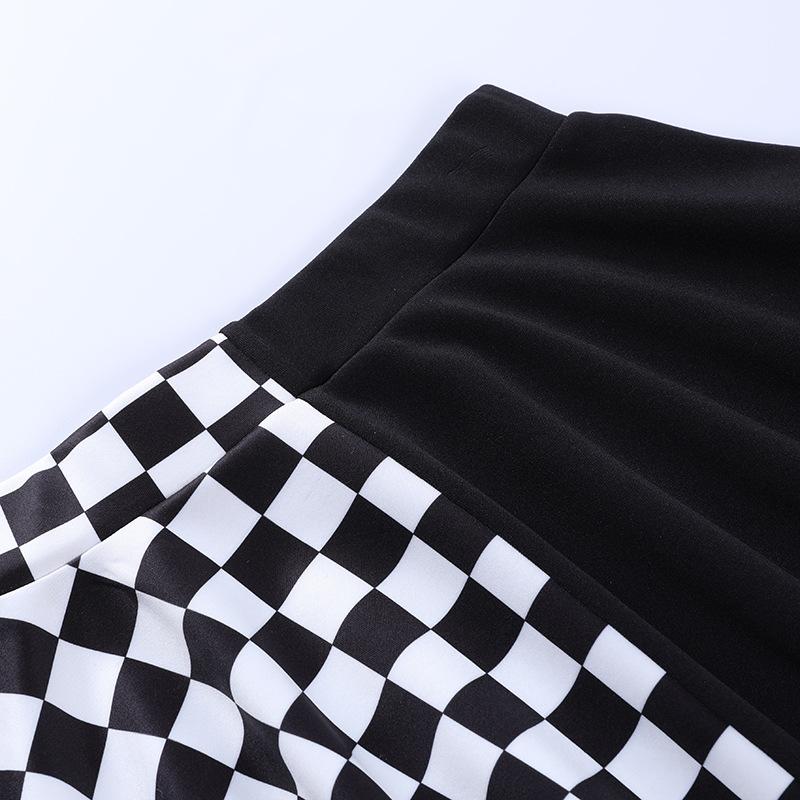 acelimosf™-Plaid patchwork contrast ruched A line mini skirt y2k 90s Revival Techno Fashion