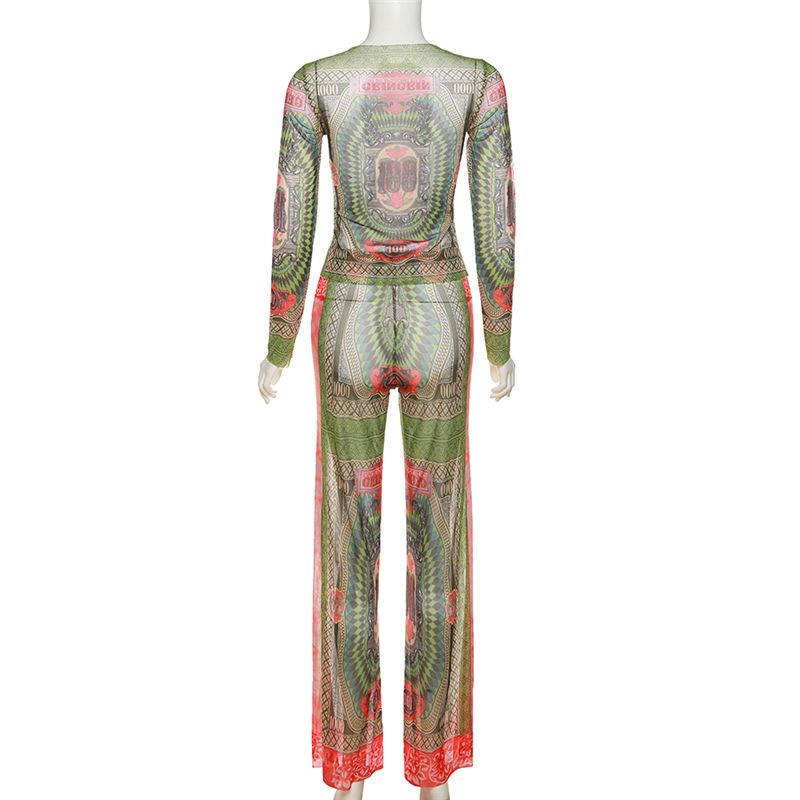 acelimosf™-Long sleeve contrast sheer mesh see through pant set cyberpunk Sci-Fi Fashion