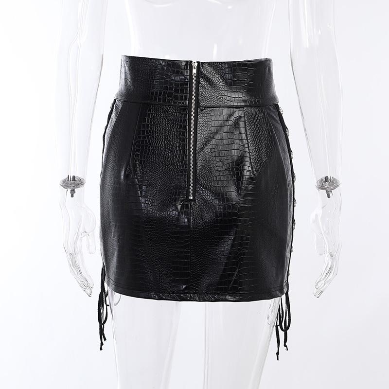 acelimosf™-Long sleeve PU leather shrug o ring 3 piece mini skirt set