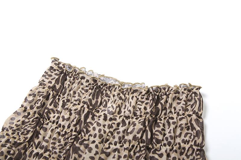 acelimosf™-Leopard print ruffle ruched crop pant set