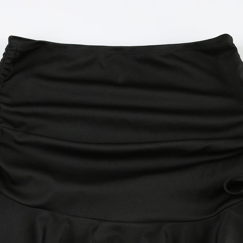 acelimosf™-Ruched drawstring A line solid mini skirt