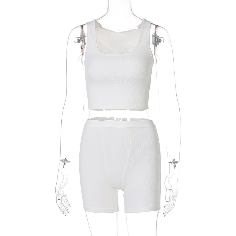 acelimosf™-Ribbed sleeveless u neck solid pant set y2k 90s Revival Techno Fashion